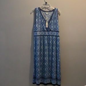 Elegant Blue Max Studio Patterned Dress Sz XL